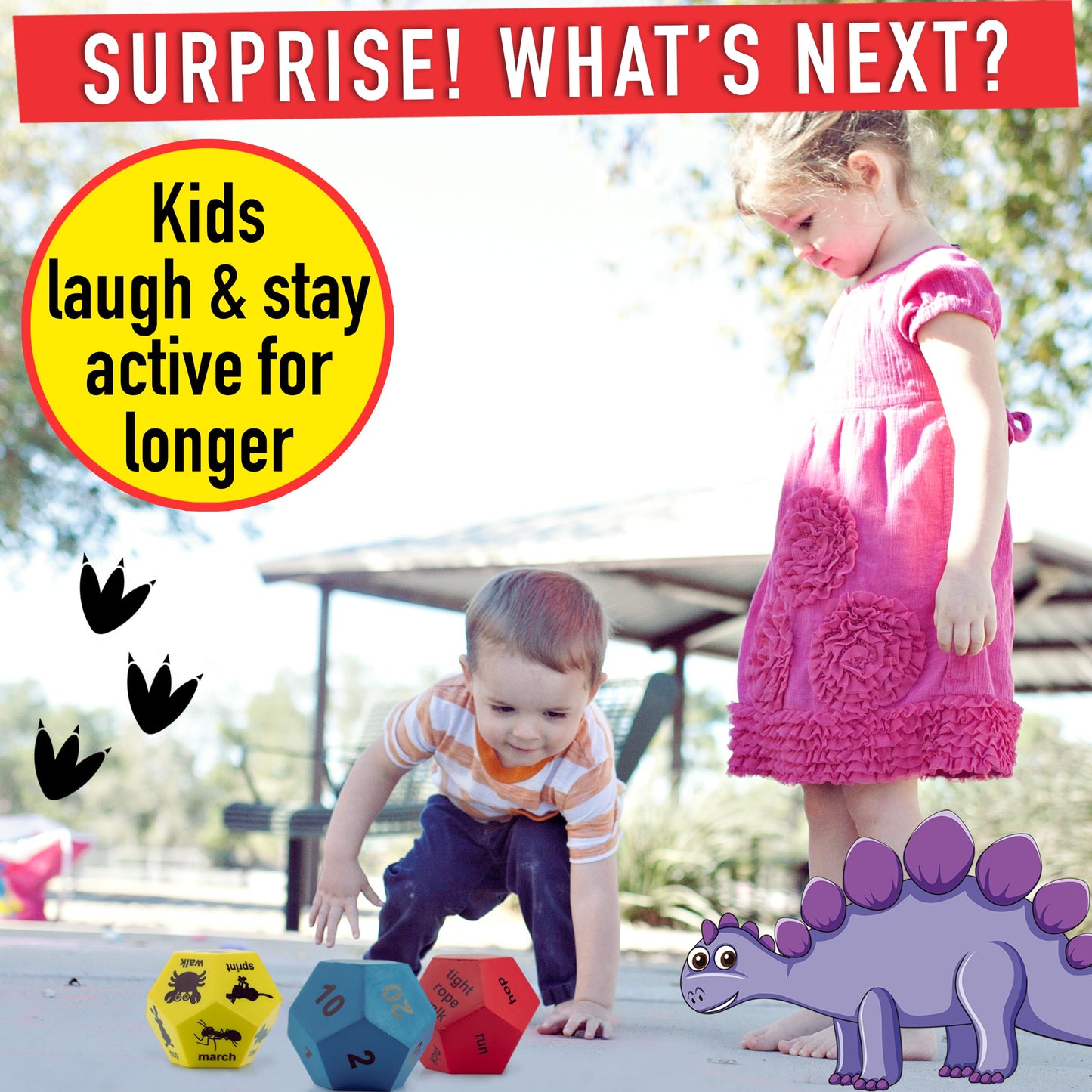 Covelico Kids Exercise Cards & Dice Set – 52 Activity Cards & 3 Foam Dice, Recess Toys, PE Equipment, Gross Motor Games for Kids 3–5, Indoor & Outdoor