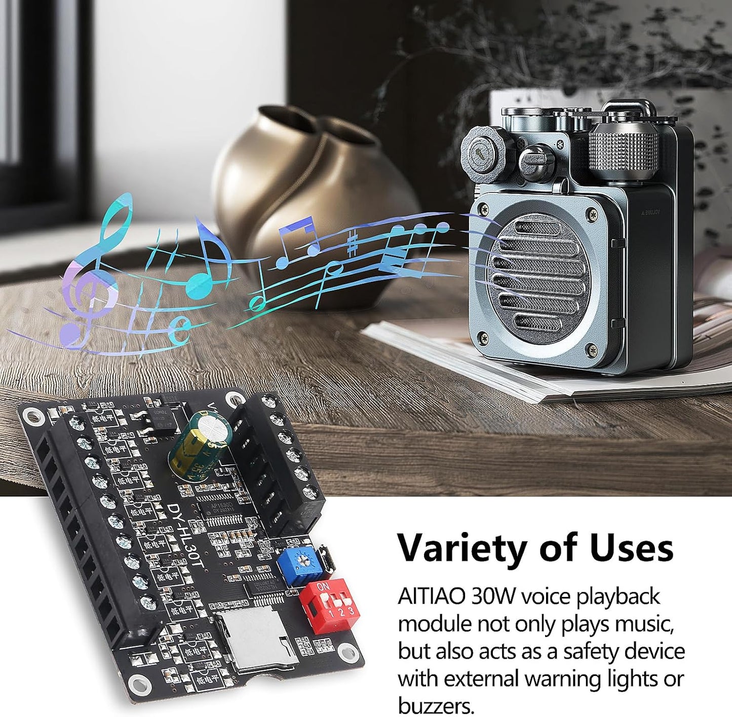 AITIAO 30W MP3 9-24V 9 8 32G Voice Playback Module Music Player DC Voice Broadcast Device Trigger Interfaces I/O