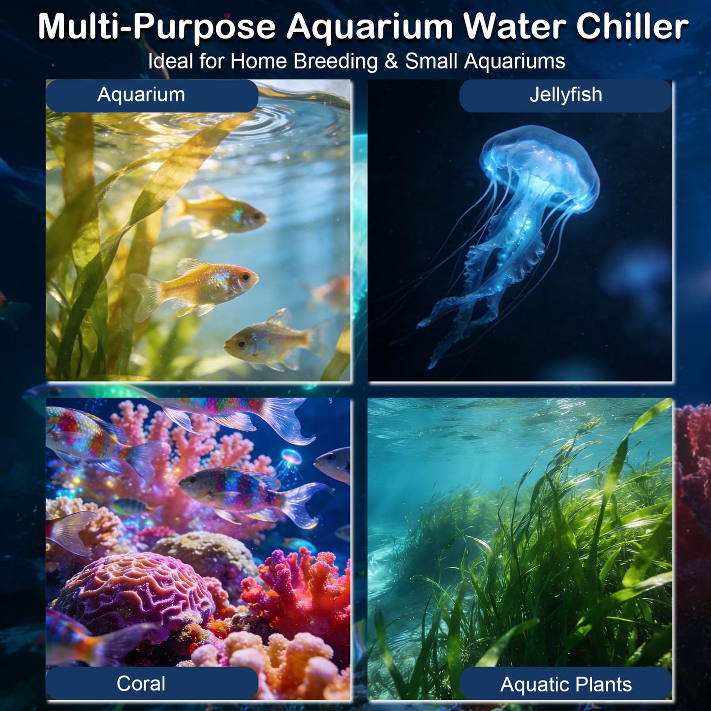 KIPPDURO Aquarium Chiller 79 GAL 1/3 HP, Quiet Fish Tank Water Chiller with LED Touch Screen, Fast Cooling Compressor, Temperature Control for Aquarium, Coral Reef, Hydroponics, Axolotl (300 L)