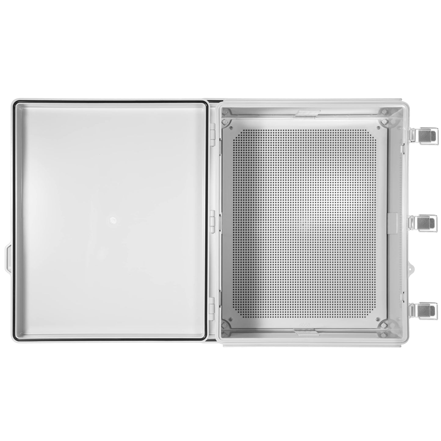 Ordentlich Waterproof Electrical Junction Box IP67 ABS Plastic Enclosure with Hinged Cover with Mounting Plate, Wall Brackets (Grey Cover, 20"×16.1"×7.9")