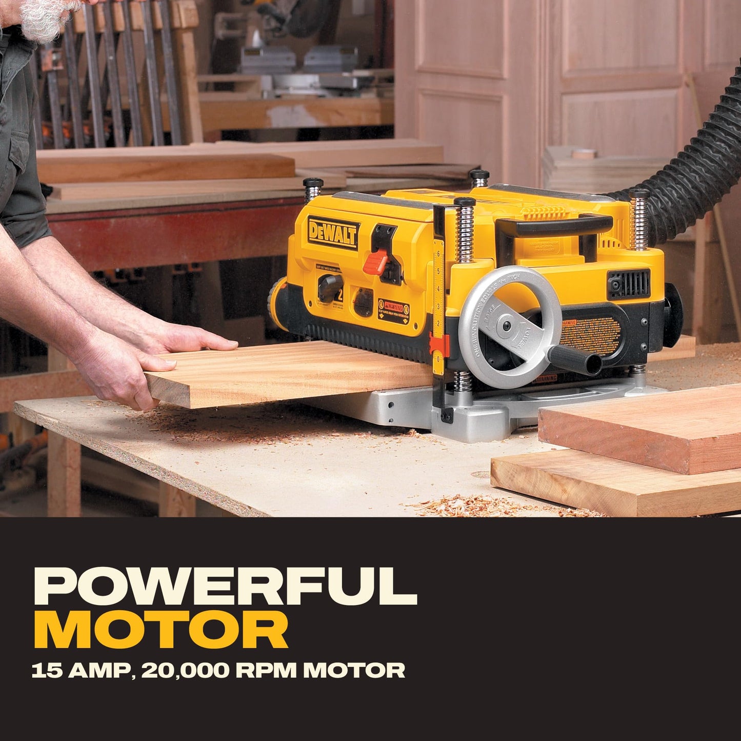 DEWALT Thickness Planer, 13-inch Wood Planer, Three Knife Two Speed, 15 Amp, 20,000 RPM Motor (DW735X)