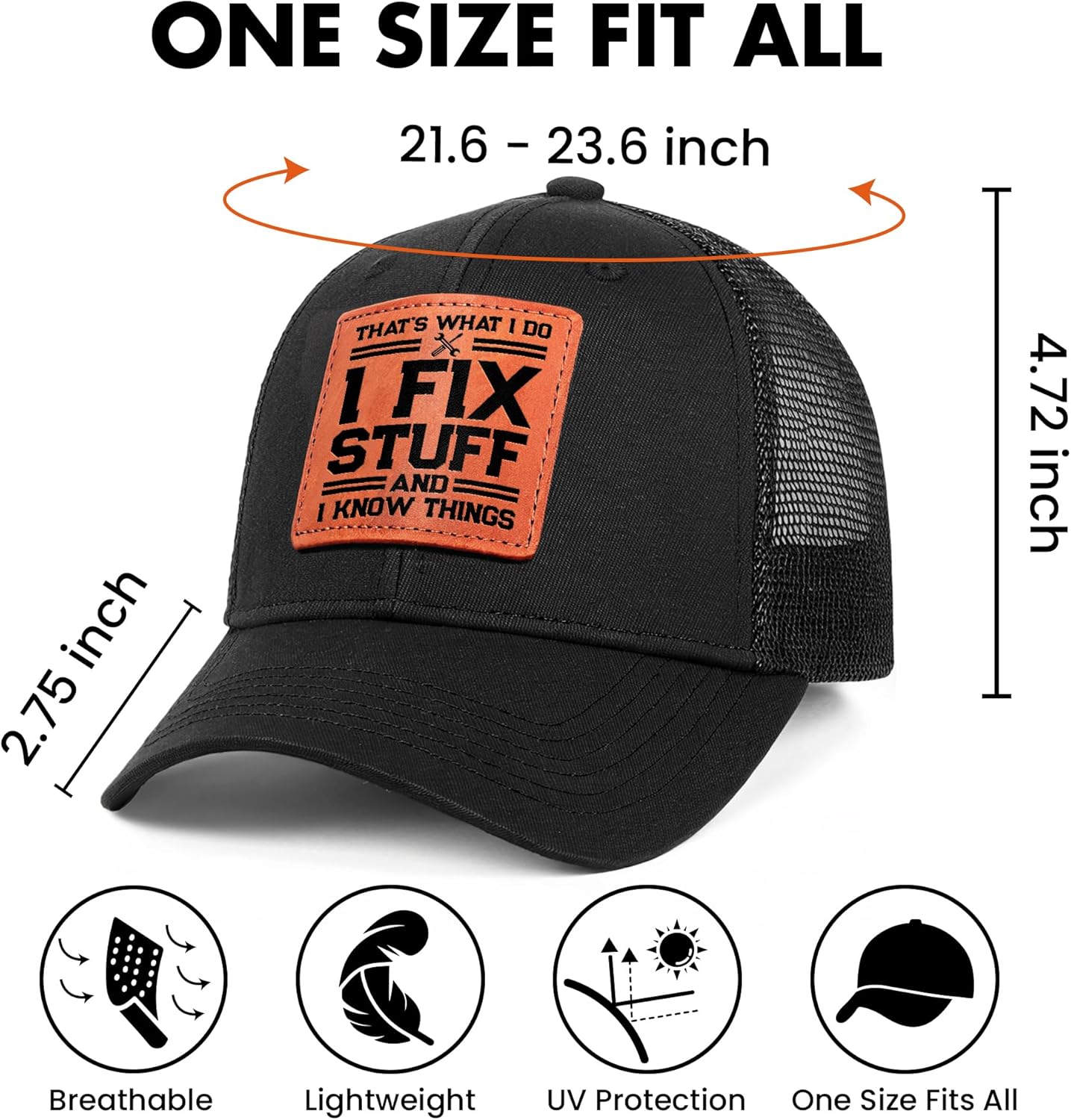 Skiennix Men's Birthday Gift - Unique Funny Gifts for Dad, Grandpa | Black Handyman Hat