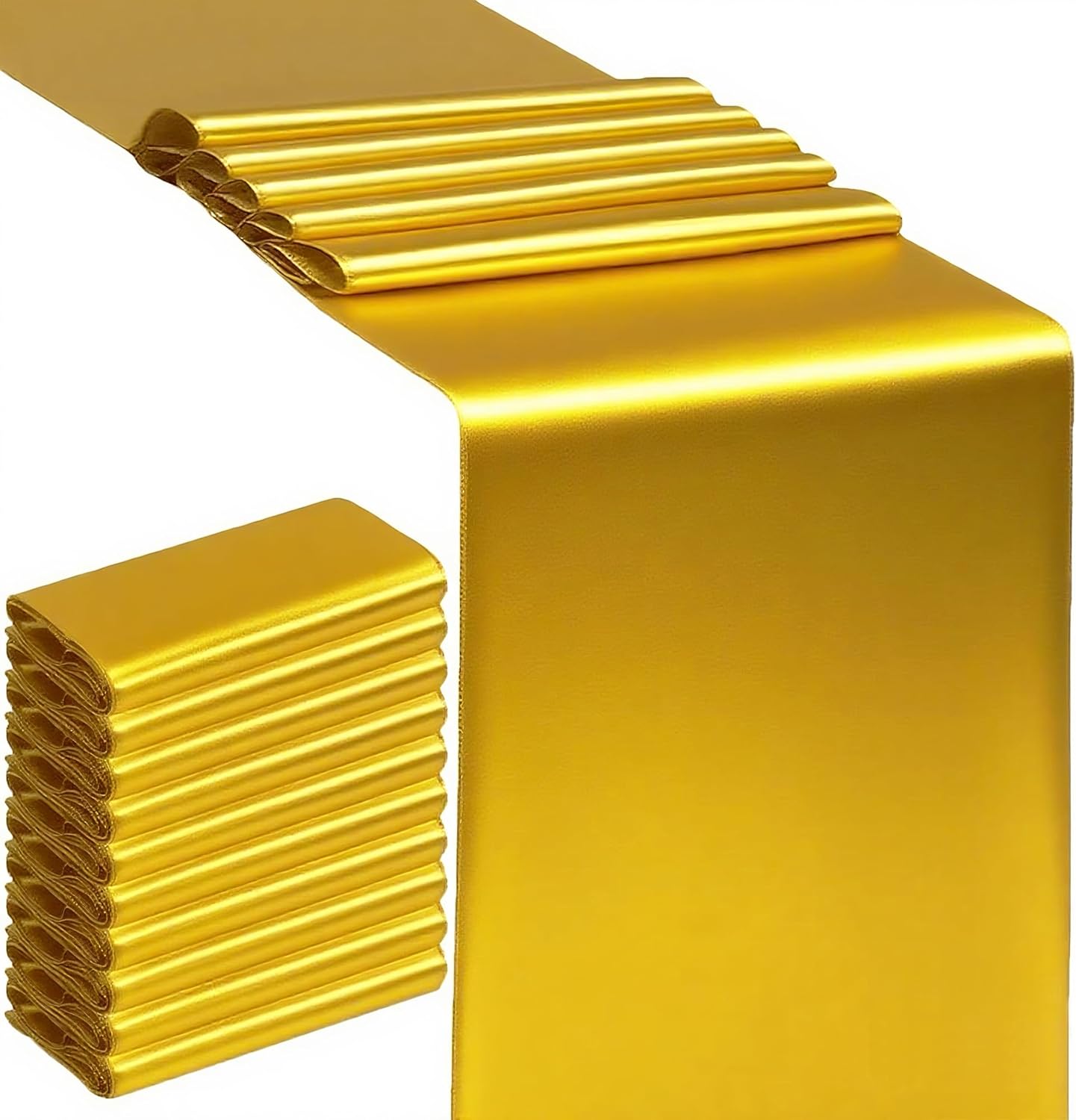 Skiennix Gold Table Runners - 12 X 108 Inches Satin for Weddings, Parties & Events | 10 Pack