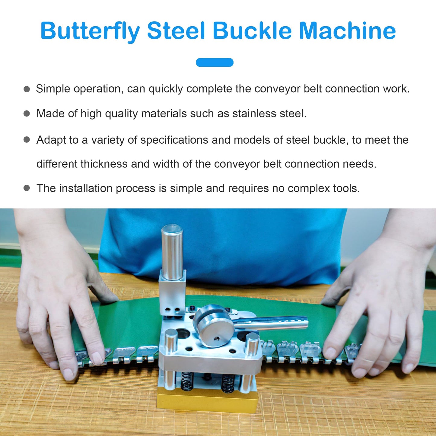 Mini 4" Conveyor Belt Staple Fastener Installation Tool Mechanical Splice Lacing Machine Fastener Lacer for Butterfly Steel Buckle Staple Fasteners, Easy Installation