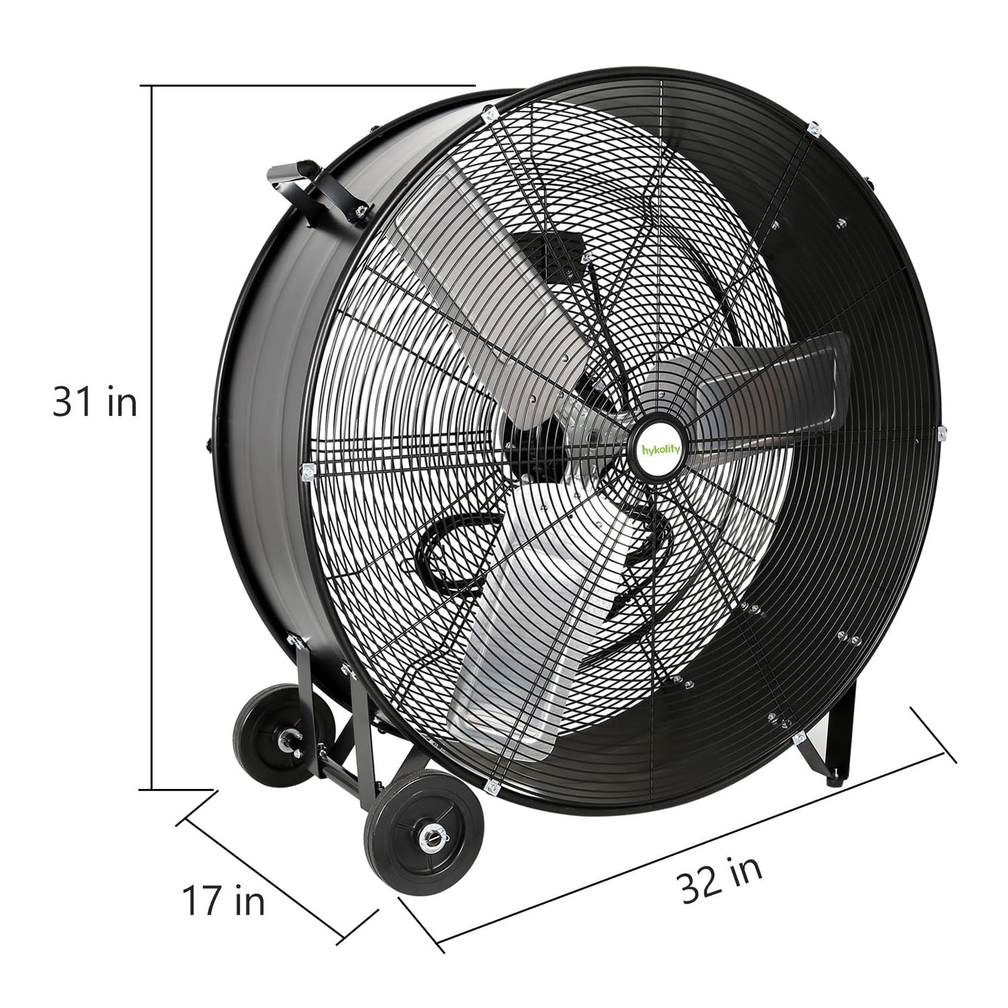 hykolity 30 inch High Velocity Drum Fan, 2-Speed Heavy Duty Industrial Shop Fan Up to 13000 CFM, Commercial Floor Fan for Warehouse, Workshop, Garage and Basement, Black