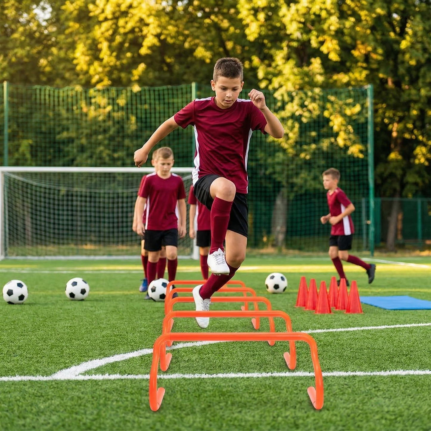 Eorbow 10 Pack 9" Agility Hurdles, Plastic Speed Agility Training Hurdle, Detachable Sturdy Plyometric Hurdles, Training Equipment Set with Carry Bag for Football, Soccer, Basketball, Athletes