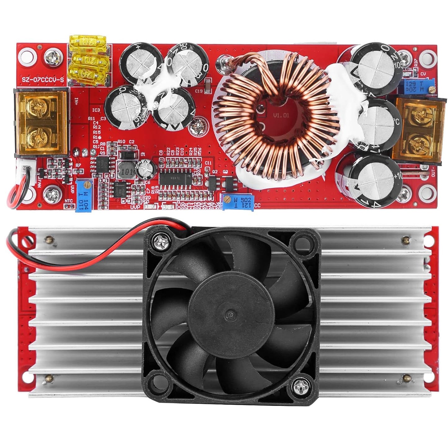Stylebest 1500W 10 60V 12 97V DC DC Boost Converter, to Step Up Power Supply Module with Smart Temperature Control Fan