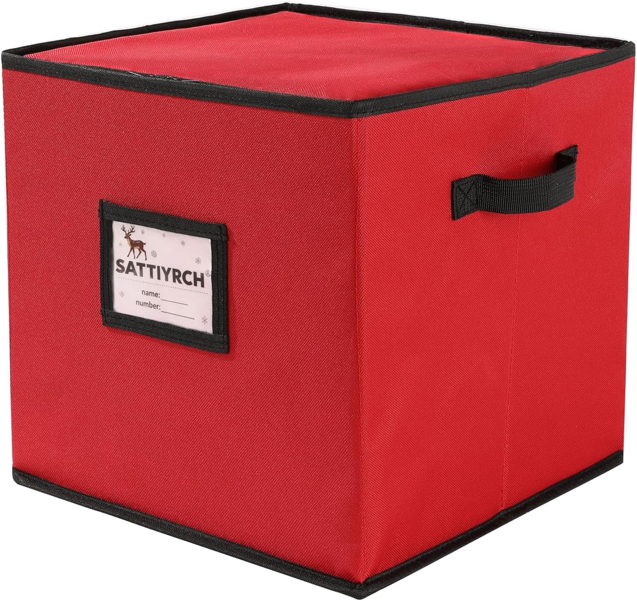 Sattiyrch Christmas Ornament Storage Box - Dust-Proof Canvas with 4 Trays & Customizable Dividers | Holds Up to 64 Ornaments