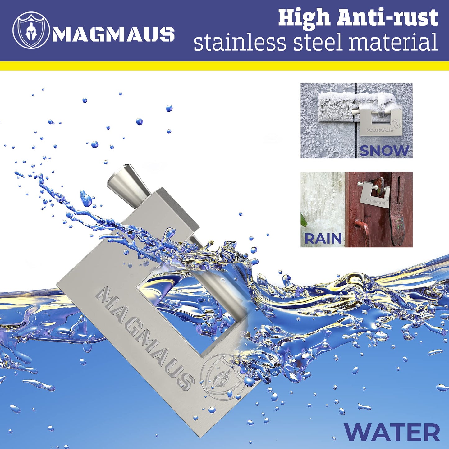Magmaus® RTL70 [Armoured] High Security Padlock – Heavy Duty Container Lock with 0.70” Shackle Clearance & 0.39” Thick Bolt – Weatherproof Outdoor Lock for Storage Unit, Shed, Gate, Garage - 3 Keys