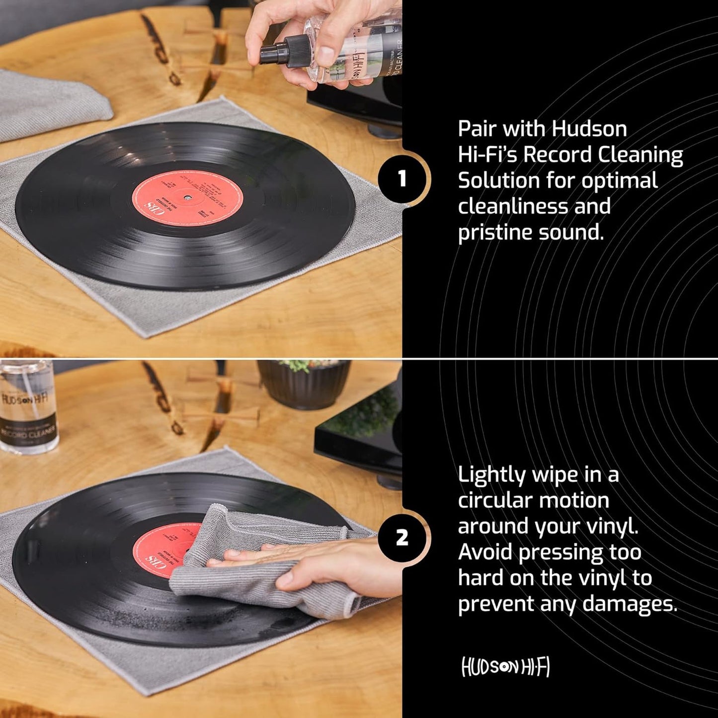 5 7X Hudson Hi-Fi Anti Static Microfiber Record Cleaning Cloth - pk - The Audiophiles Anti-Scratch Lint & Dust Magnets