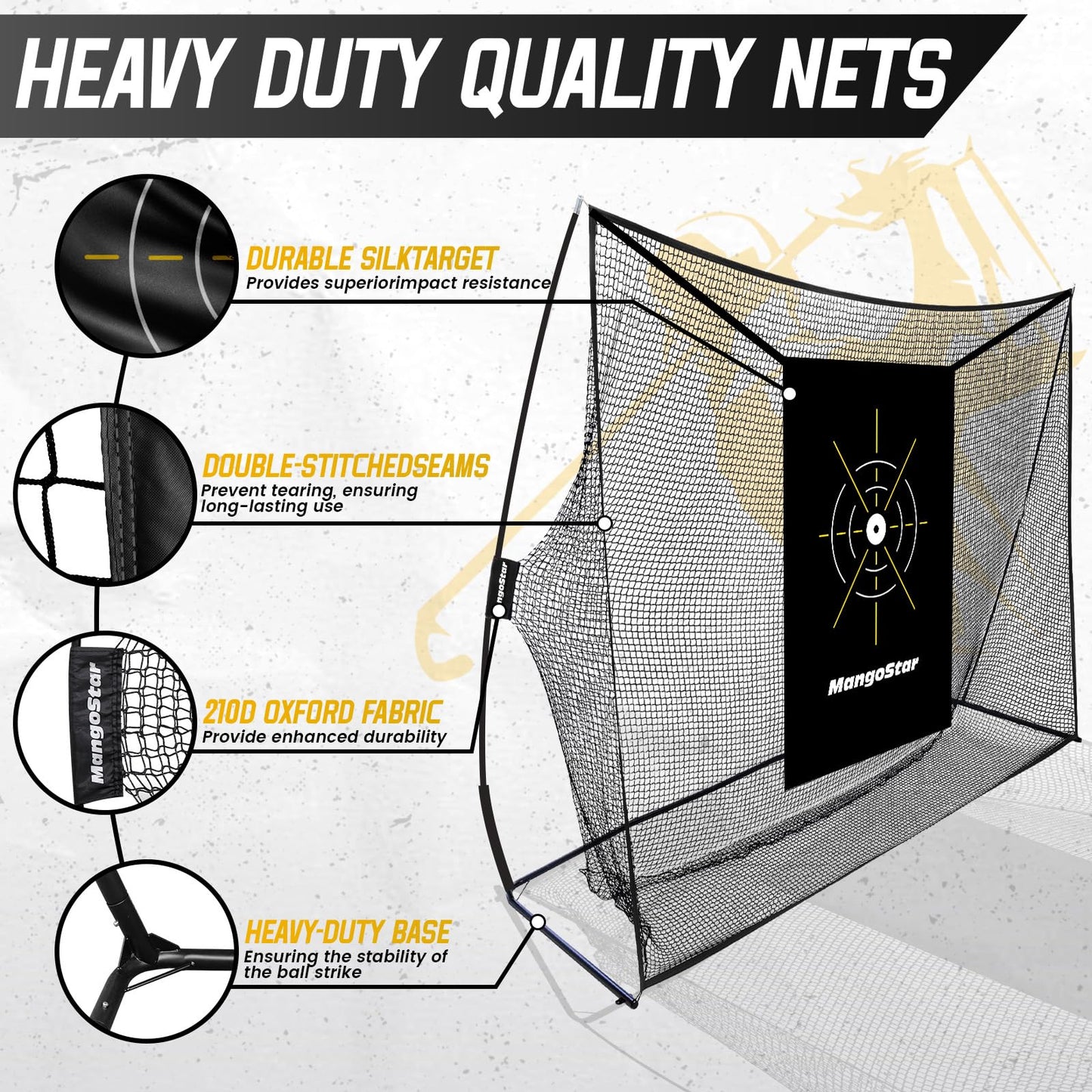 Mangostar Golf Net, 10x7ft Heavy Duty Golf Practice Net for Backyard Driving Real Golf Balls with Target Cloth and Carry Bag, Indoor Outdoor Golf Hitting Training Set Ideal Gift for Golfers