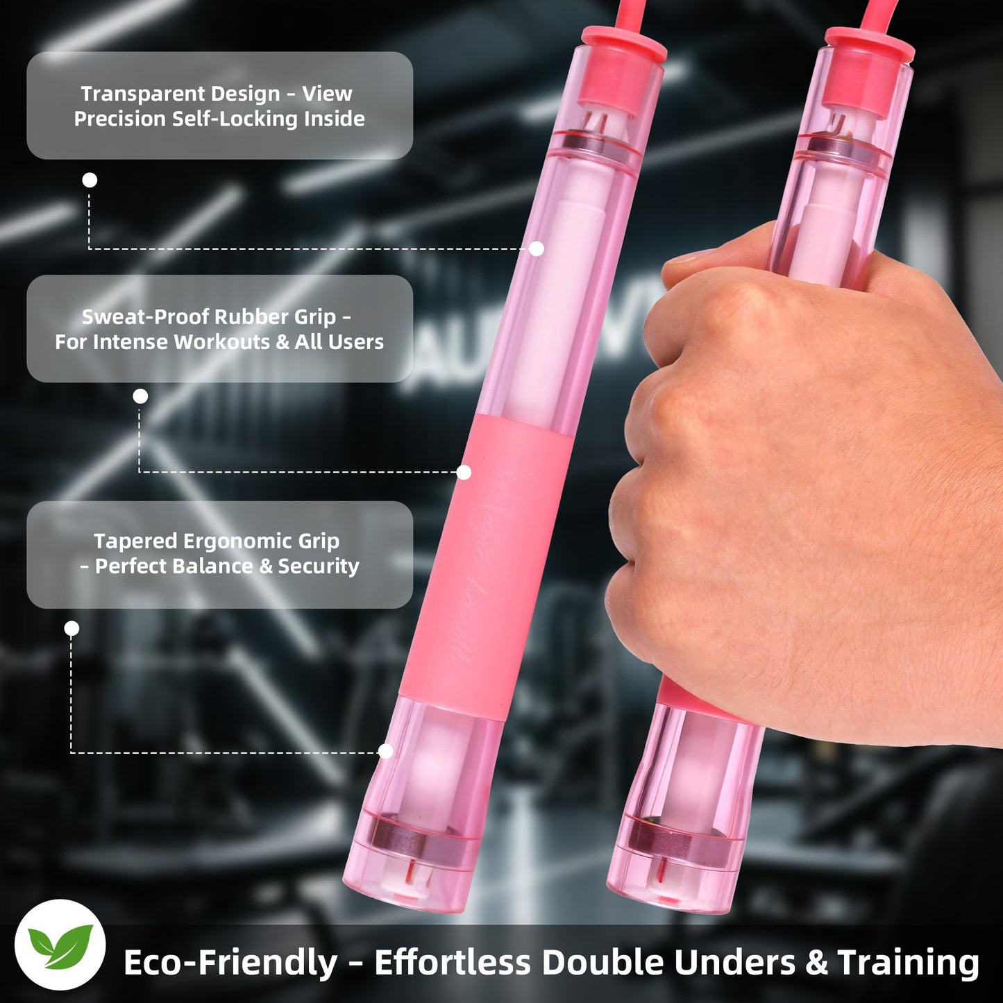 YUEDONG Jump Rope with Dual Stainless Steel Bearings, Self-Locking Adjustable Length, Non-Slip Handles - Smooth & Tangle-Free Skipping Rope for Boys, Girls, Fitness & Play (1, PINK, 280MM)