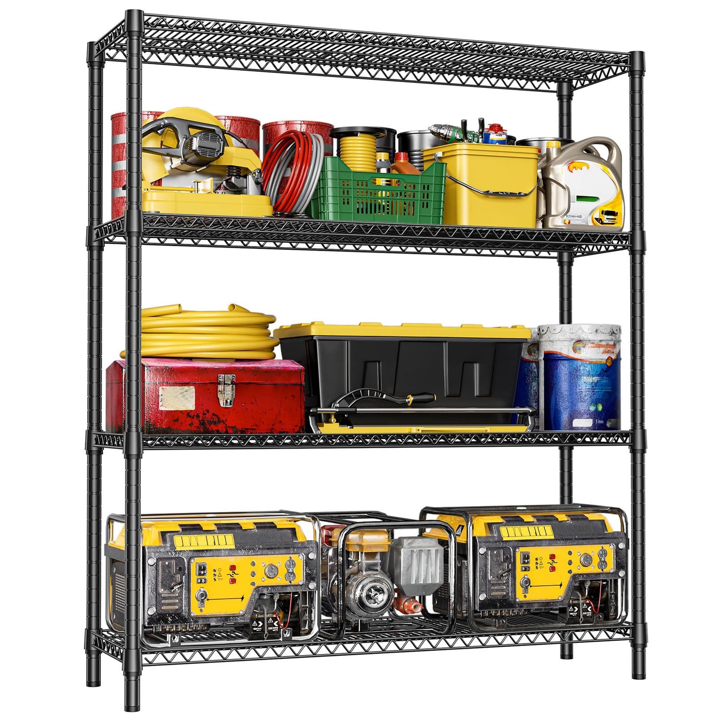 IZEUK 4-Tier Metal Garage Shelving, Heavy Duty Adjustable Storage Rack Organizer, Industrial Steel Shelves for Basement, Kitchen, Office, Warehouse (Black, 17.7" D x 59.1" W x 70.9" H)