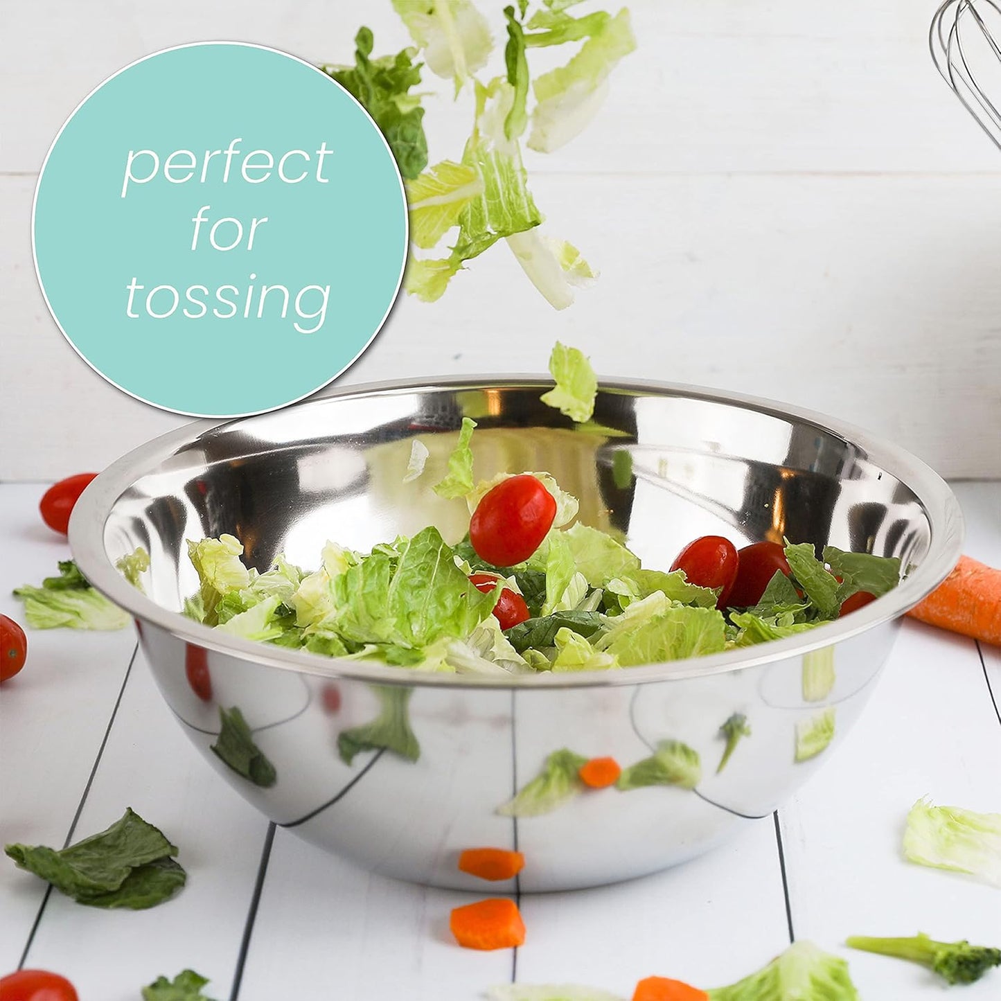 WHYSKO Stainless Steel Mixing Bowl Set - 5-Piece Eco-Friendly Food Storage Organizers | Heavy Duty, No Lids