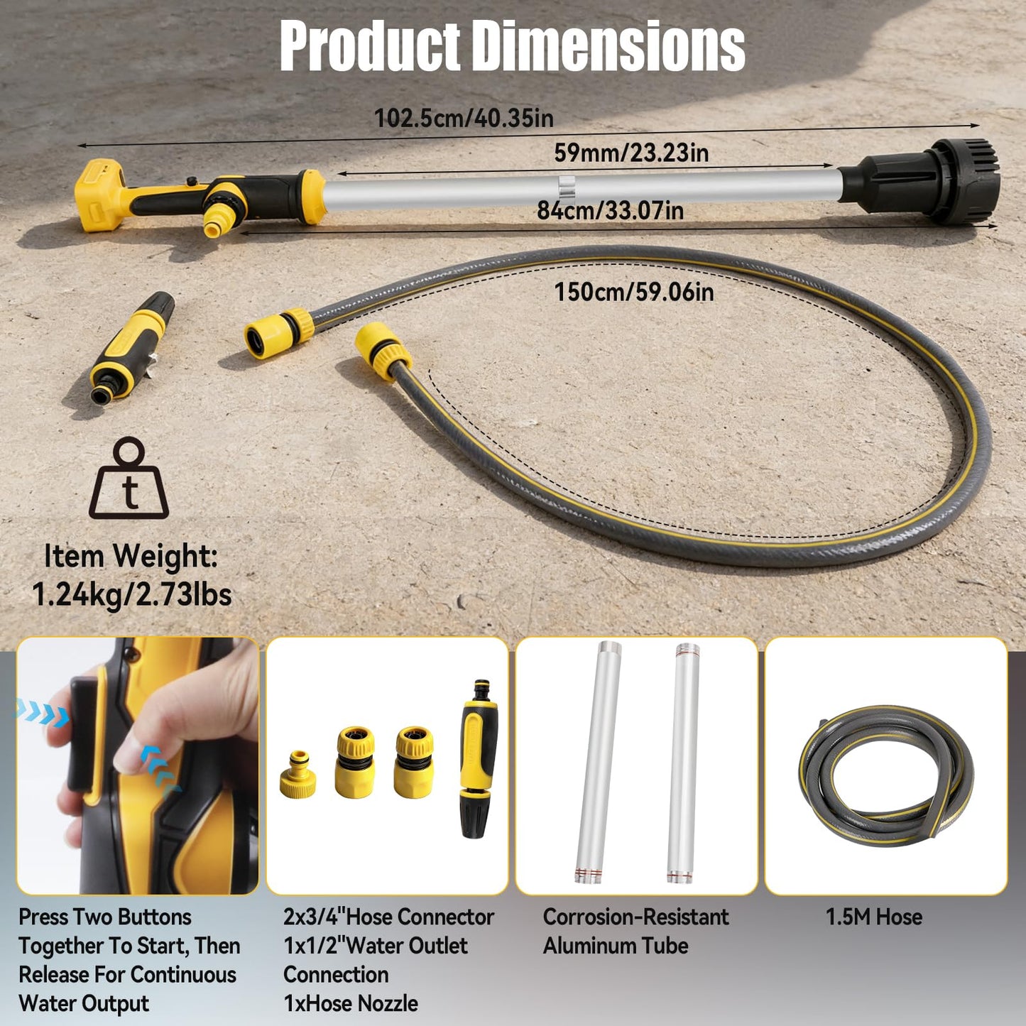 951GPH Cordless Stick Water Transfer Pump Compatible with Dewalt 20V Battery(NO Battery), 19000RMP Brushless Utility Sump Pump Kit with 3/4" Outlet for Pool Garden Pond Boat Draining (De-Walt 20V)