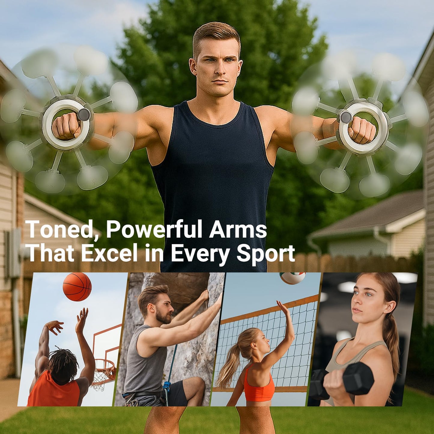 Arm and Shoulder Workout Equipment for Men and Women, 360° Hand-Crank Forearm Trainer, Shoulder Exercise and Mobility Trainer, Home Fitness Equipment for Chest and Upper Body Strength(White)