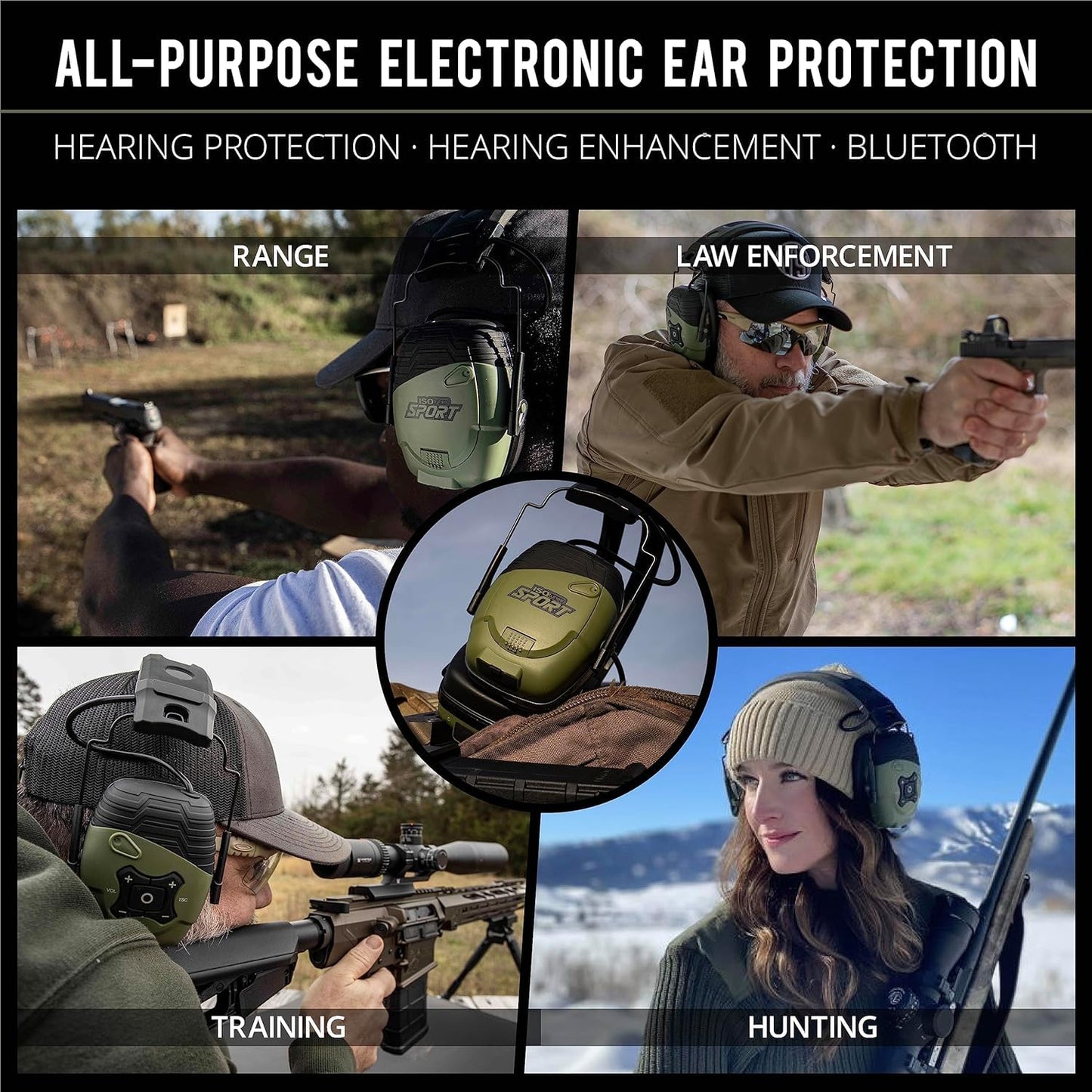 ISOtunes Sport DEFY Shooting Earmuffs: Rechargeable Bluetooth Hearing Protection