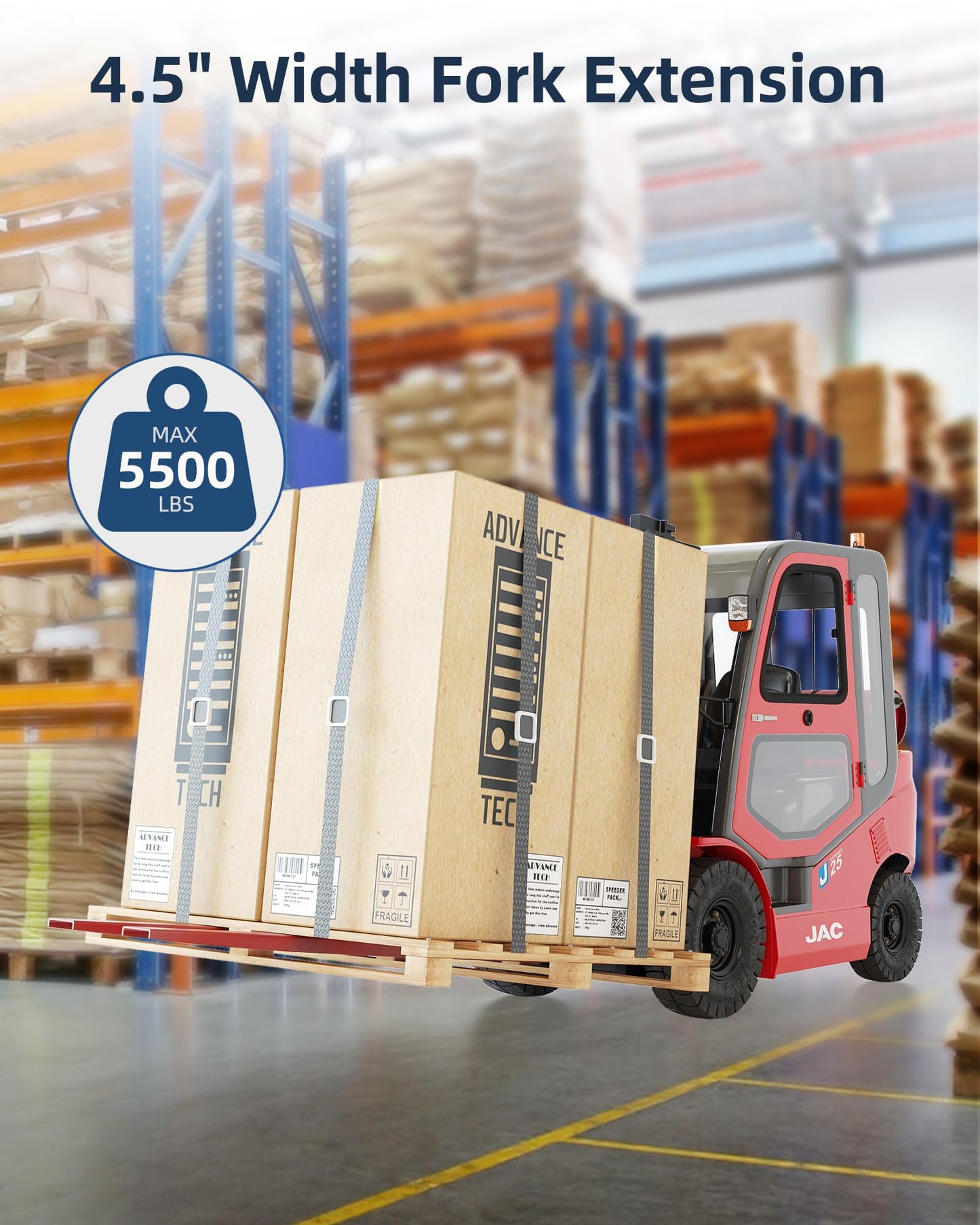 72" Forklift Fork Extensions, Q345 Steel Sleeves with 4.5" Inside Width, 6mm Thick Heavy Duty Pallet Fork Extenders for Standard Forks