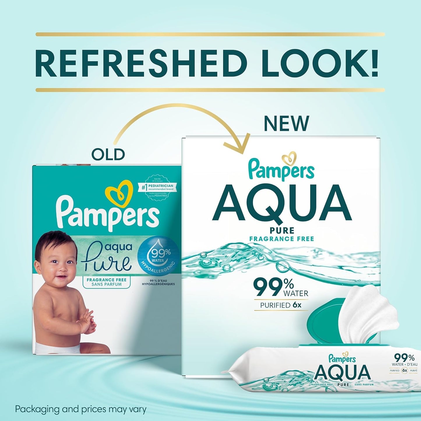 Pampers Aqua Pure Baby Wipes - 99% Water, Fragrance-Free, 672 Total Wipes in 12 Flip-Top Packs