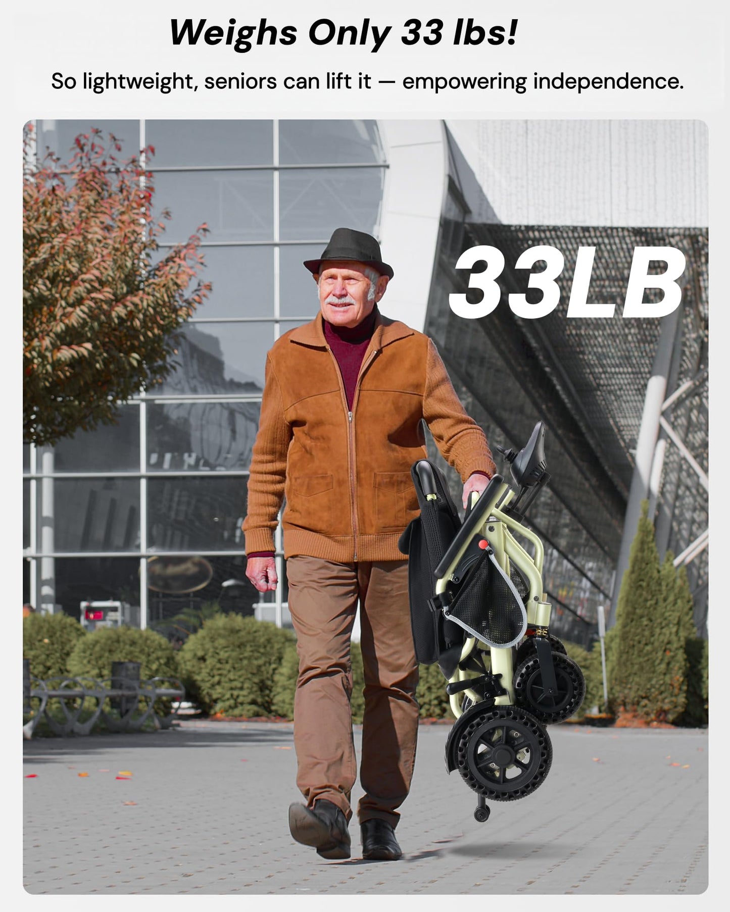 33lb Ultra Lightweight Electric Wheelchairs for Adults - 15 Mi Range & 360W Dual Motor, 330lb Capacity, 2s Instant Foldable Motorized Wheelchair with Removable Battery, Airplane Approved(Apple Green)