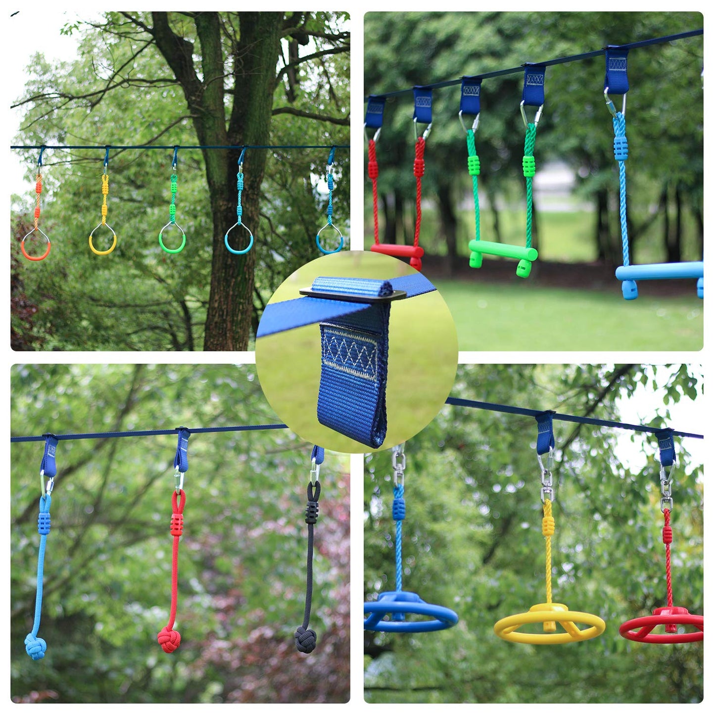 Rainbow Craft Ninja Slackline Buckle Straps - 8pc Removable Hanging Loops for Ninja Obstacle Course Training, Attaching Ninja Obstacle Accessories - Durable Buckle Straps - Blue Color