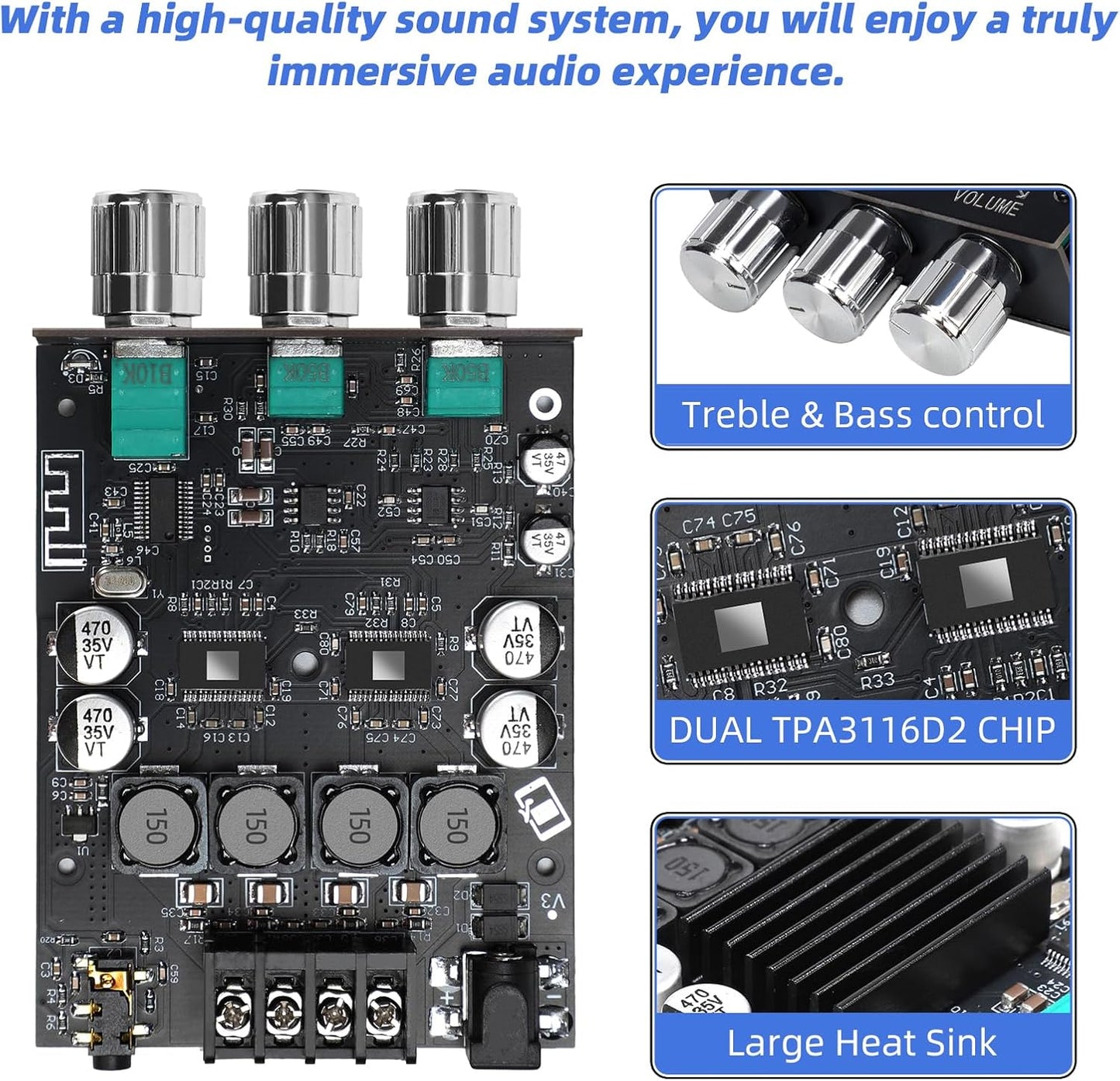 Cozychord ZK-1002T 5.0 200W 2.0 12V-24V Bluetooth Stereo Amplifier Board, HiFi Channel Mini Audio Amp Module