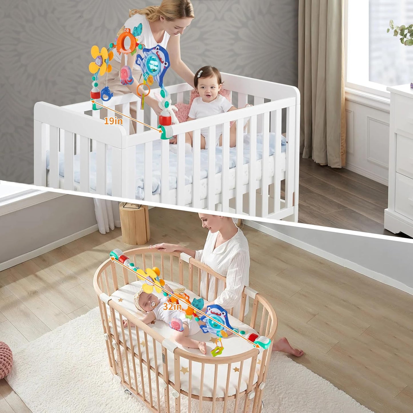 Skiennix Baby Stroller Arch Toy - Adjustable Sensory Activity Toy for Infants | Fits Strollers, Cribs & Car Seats