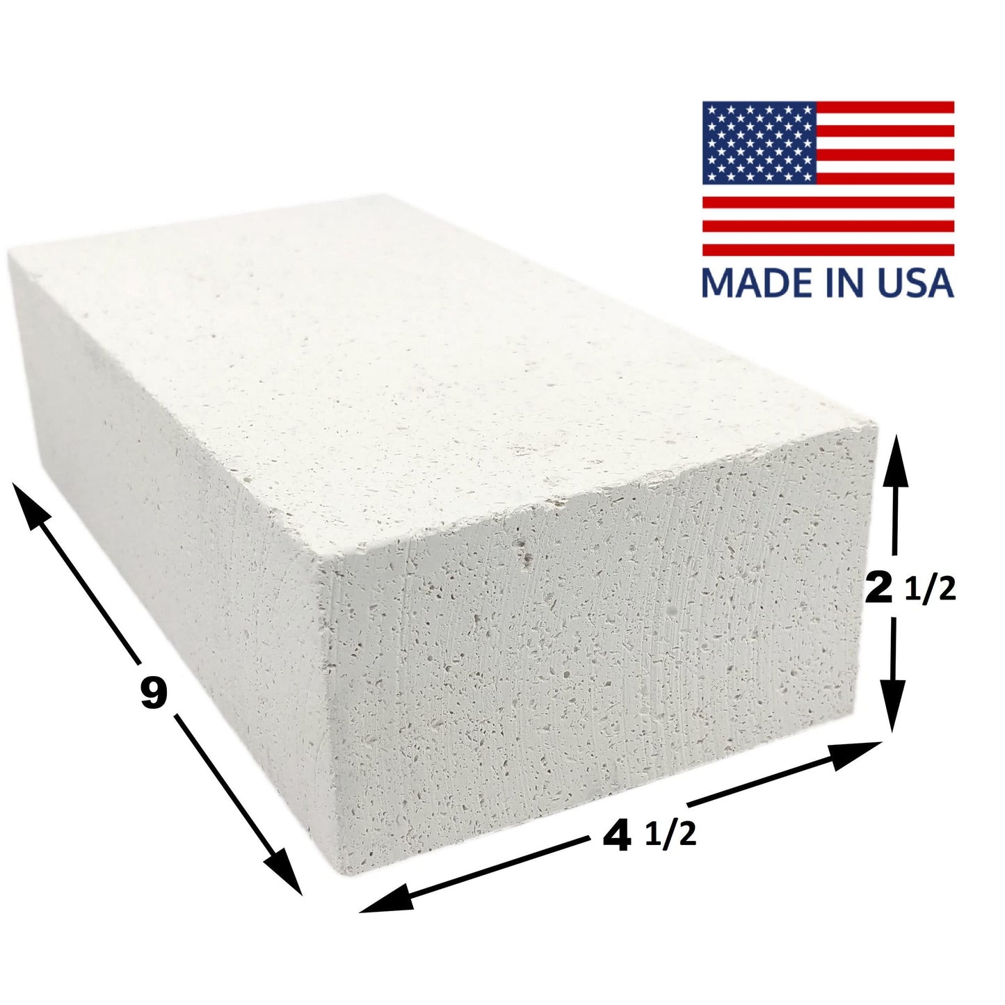 Insulating Fire Brick, 3000F Rated, Single, 9" x 4.5" x 2.5", 3130P