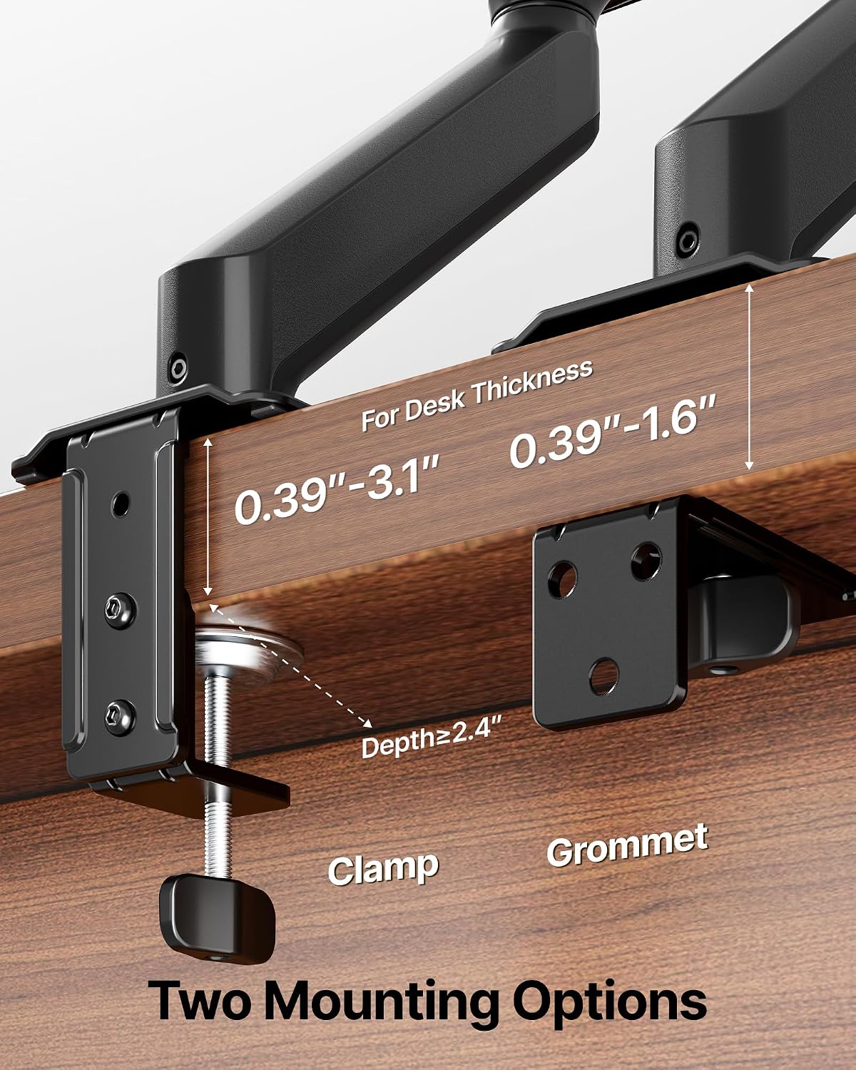 monTEK 17-32 Inch Grommet, 75/100, 20lbs Single Monitor Arm Mount for Screens, Heavy Duty Steel Mechanical Spring Desk