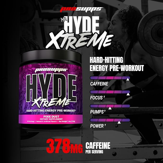 PROSUPPS Mr. Hyde Xtreme Pre Workout Powder with Creatine, Beta Alanine & Caffeine ??Extreme Energy, Pumps, Focus & Performance - Fitness & Gym Supplements for Men & Women (Pixie Dust, 30 Servings)