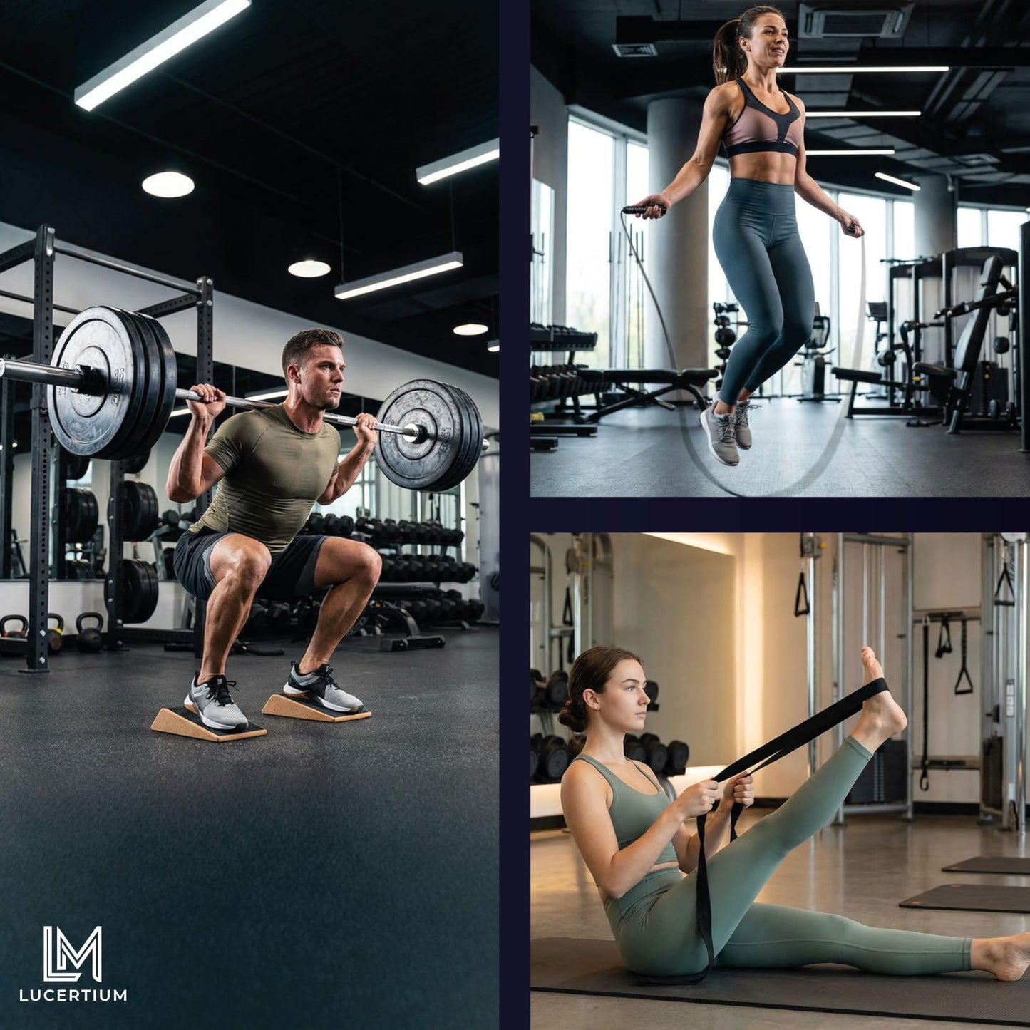 Squat Wedge Block & Calf Raise Block 2 PCS – 3-in-1 Set with Resistance Bands, Jump Rope & Carry Bag – Non-Slip Slant Board for Heel Elevated Squats, Deadlifts & Calf Raises | Improve Form, Stability & Ankle Mobility | Home Gym Fitness Equipment