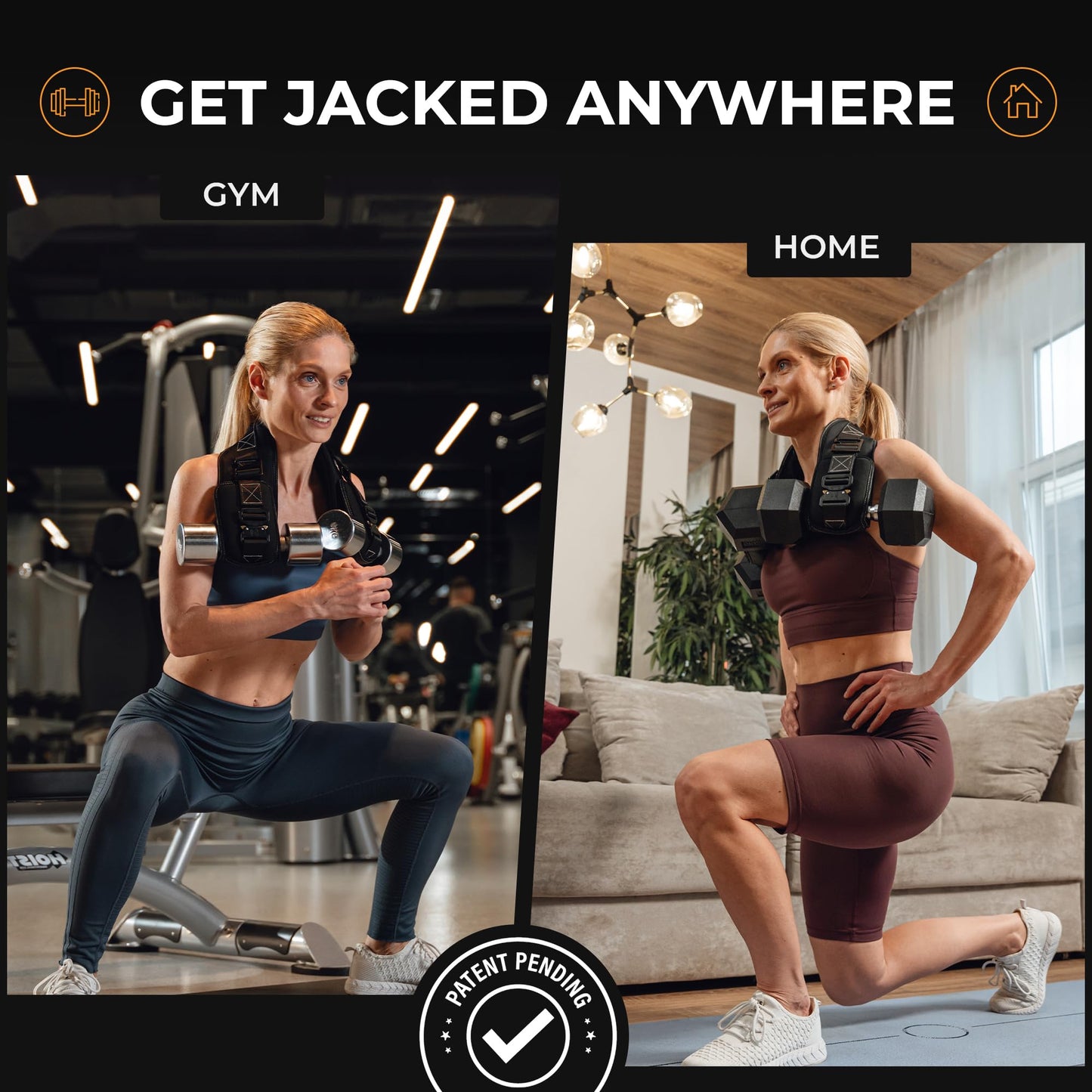 JACKED ASS BELT Premium Hip Thrust Belt for Dumbbells & Kettlebells (Patent-Pending) Heavy Duty Glute Training System for Home Gym, Fast Setup for Progressive Overload Without Barbell or Rack (Black)