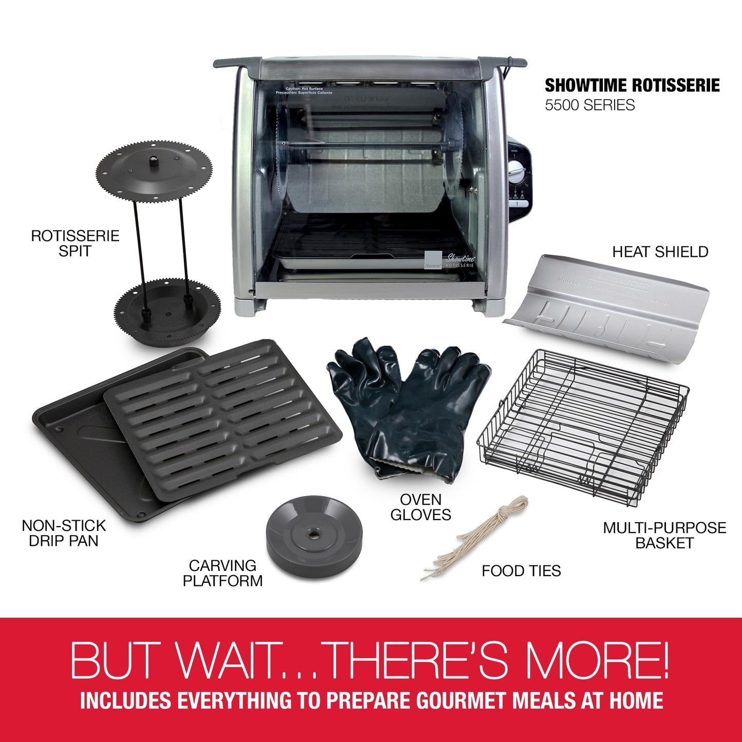 Ronco Modern Rotisserie Oven, Large Capacity (12lbs) Countertop Oven, Multi-Purpose Basket for Versatile Cooking, Easy-to-Use Controls