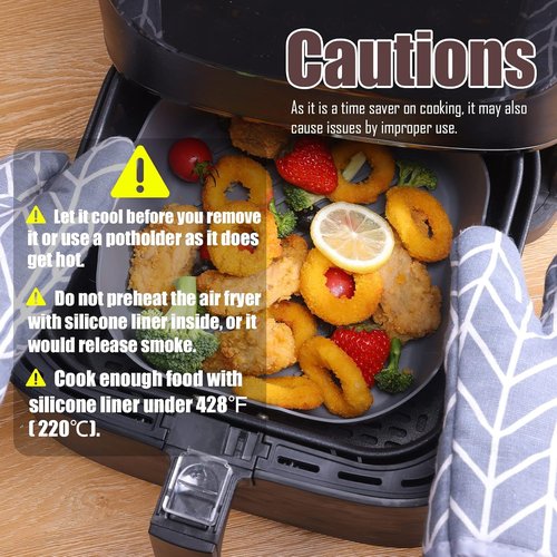 Golden Associate Silicone Liners - Non-Stick Reusable Air Fryer Basket | 2 Pcs, 9" Top Size, 8" Bottom Size