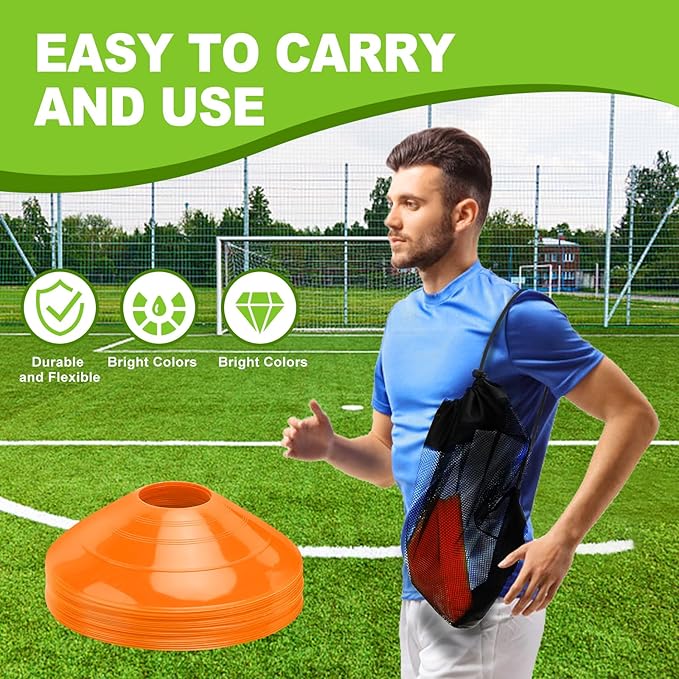 Ashsajkd(Set of 25/50/100 - Agility Soccer Cones with Carry Bag and for ï¼?Football Cones for TrainingFootball, Basketball, Coaching, Agility Cones for Indoor and Outdoor Games