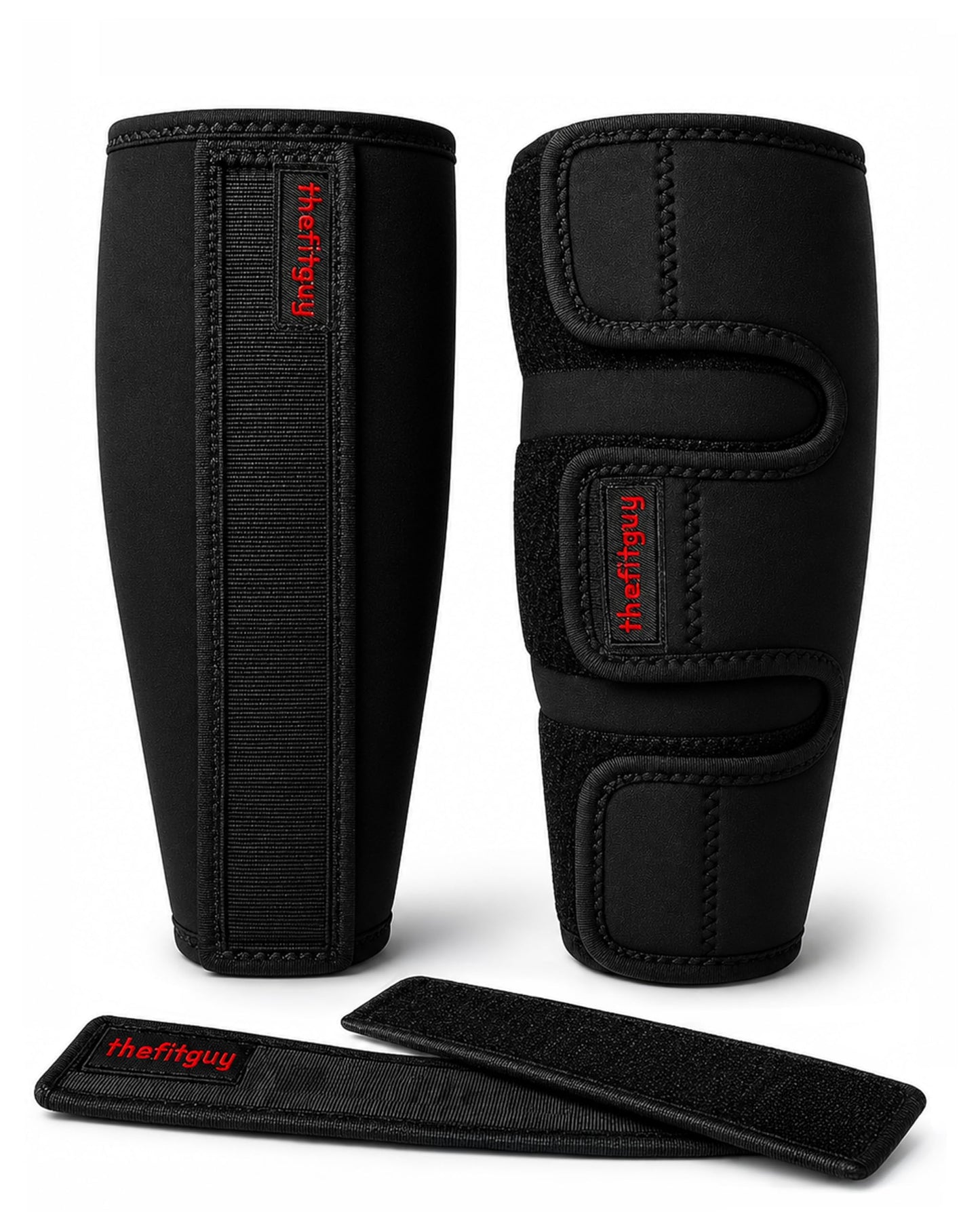 THEFITGUY Ultra Weightlifting Shin Guards | 10mm Shock-Absorbing Front Projection | Detachable Straps | Easy On-Off | 2 Extra Straps Included | For Deadlifts, Snatches, Cleans, Cross-Training and More