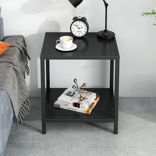 JETO Modern End Table - Stylish 2-Tier Nightstand with Easy Assembly | European Wrought Iron Design