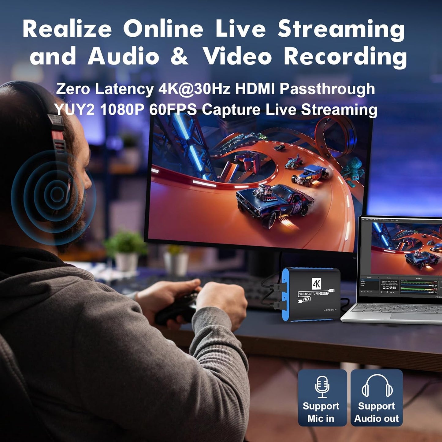 SUDTREEV 2, 1, PS4, PS5, USB3.0 1080P 60FPS 4K@30Hz Capture Card for Nintendo Switch Switch OLED, Steam Deck, Xbox