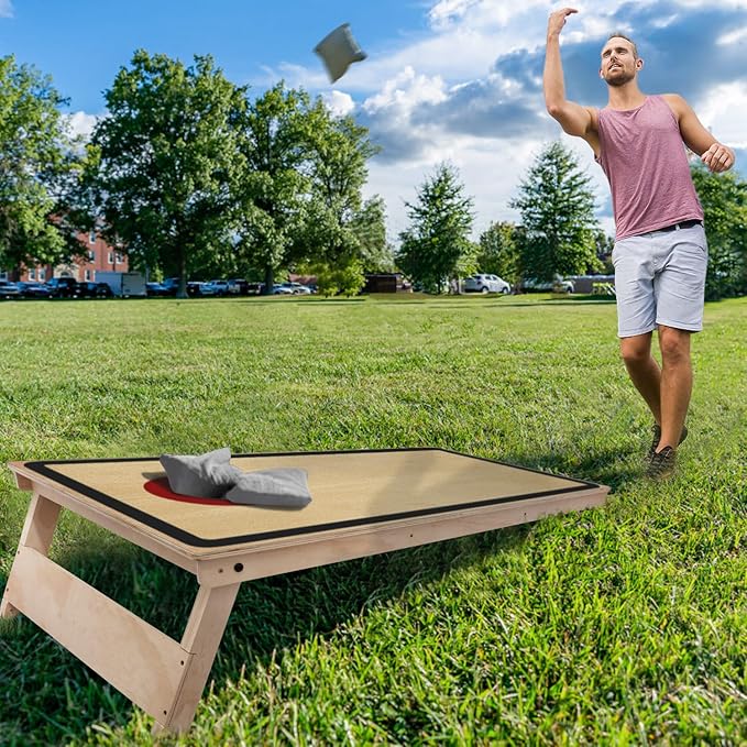Cornhole Board Set - No Bounce,Regulation Size 4x2 ft,Made of 1/2" Pine Plywood,UV Printing Includes 8 Bean Bags and 2 Cornhole Boards,Perfect for Outdoor Games and Gatherings