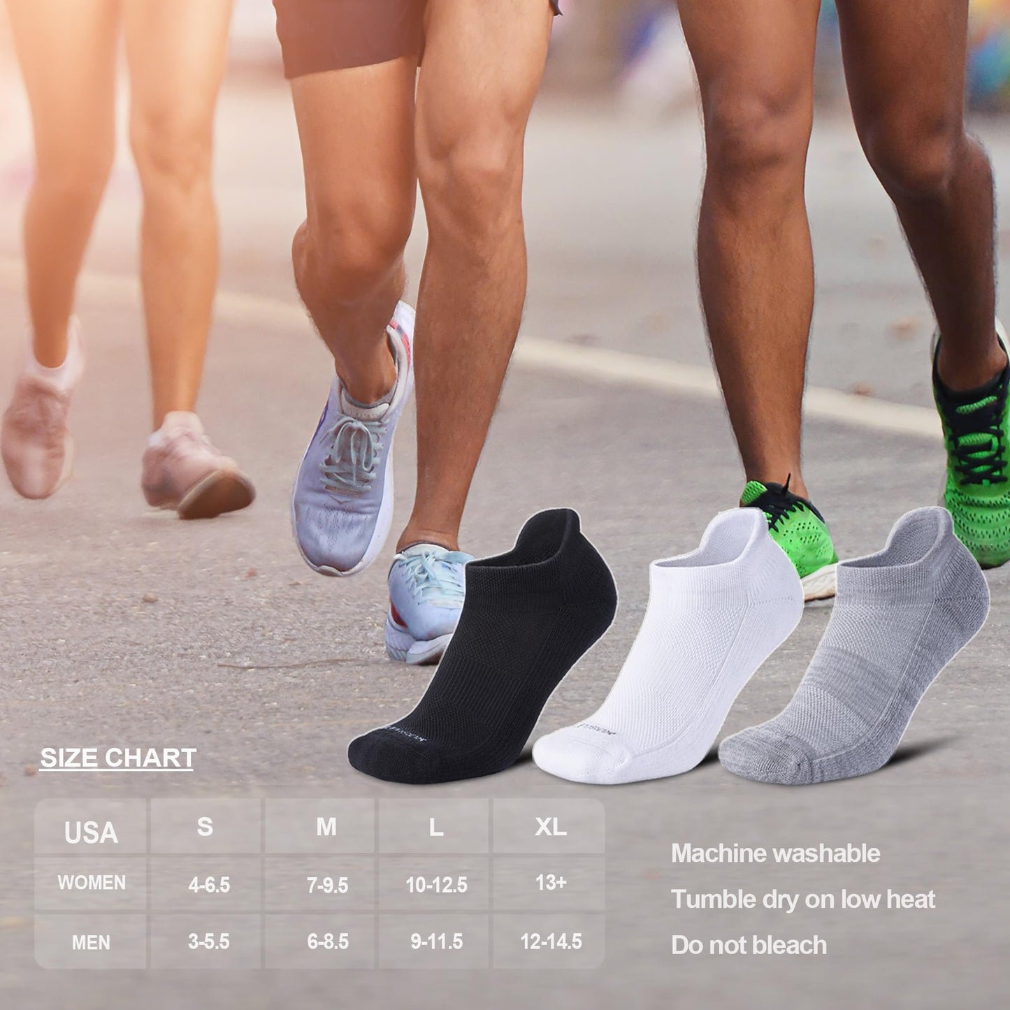 LEVSOX Ankle Compression Socks for Women and Men, Bamboo Viscose Low Cut Cushioned Athletic Running Socks