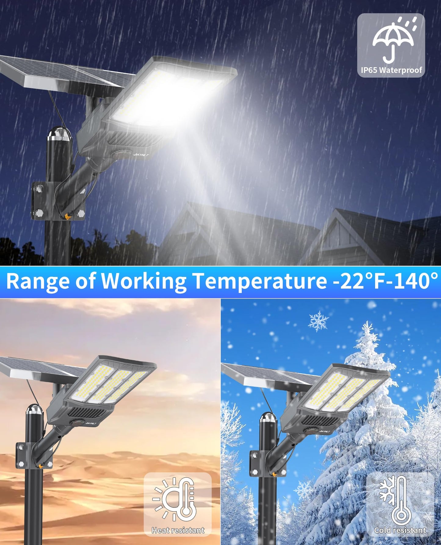 JAYNLT Y-12000W Solar Street Lights Outdoor,900000LM 6500K Bright Parking Lot Lights Commercial,Split Flood Lights Solar Powered,IP67 Waterproof Solar Security Lamps for Parking Lot,Stadium