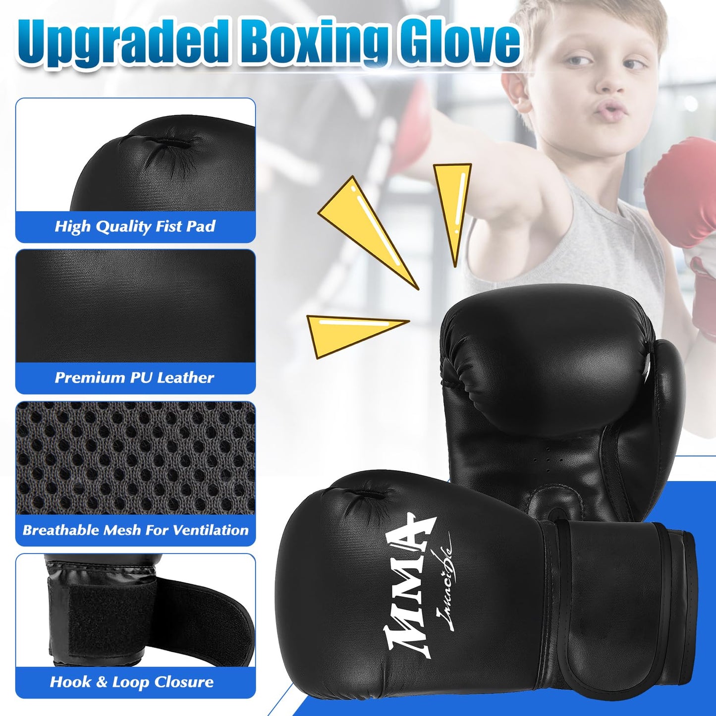 YORWHIN 2.7FT Kids Punching Bag Set, Oxford Boxing Bag for Kids, Hanging Punching Bag with 6OZ Gloves, Heavy Boxing Bag Kit for Youth Boxing MMA Kickboxing Karate Muay Thai Training Equipment