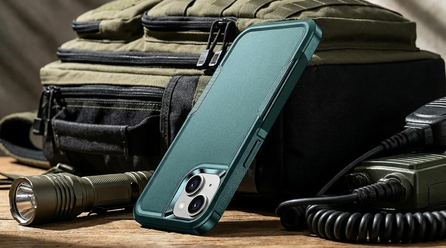 AEDILYS 15 Case,[15 2X Shockproof for iPhone FT Military Grade Drop Protection],with [Tempered Glass Screen Protector ]