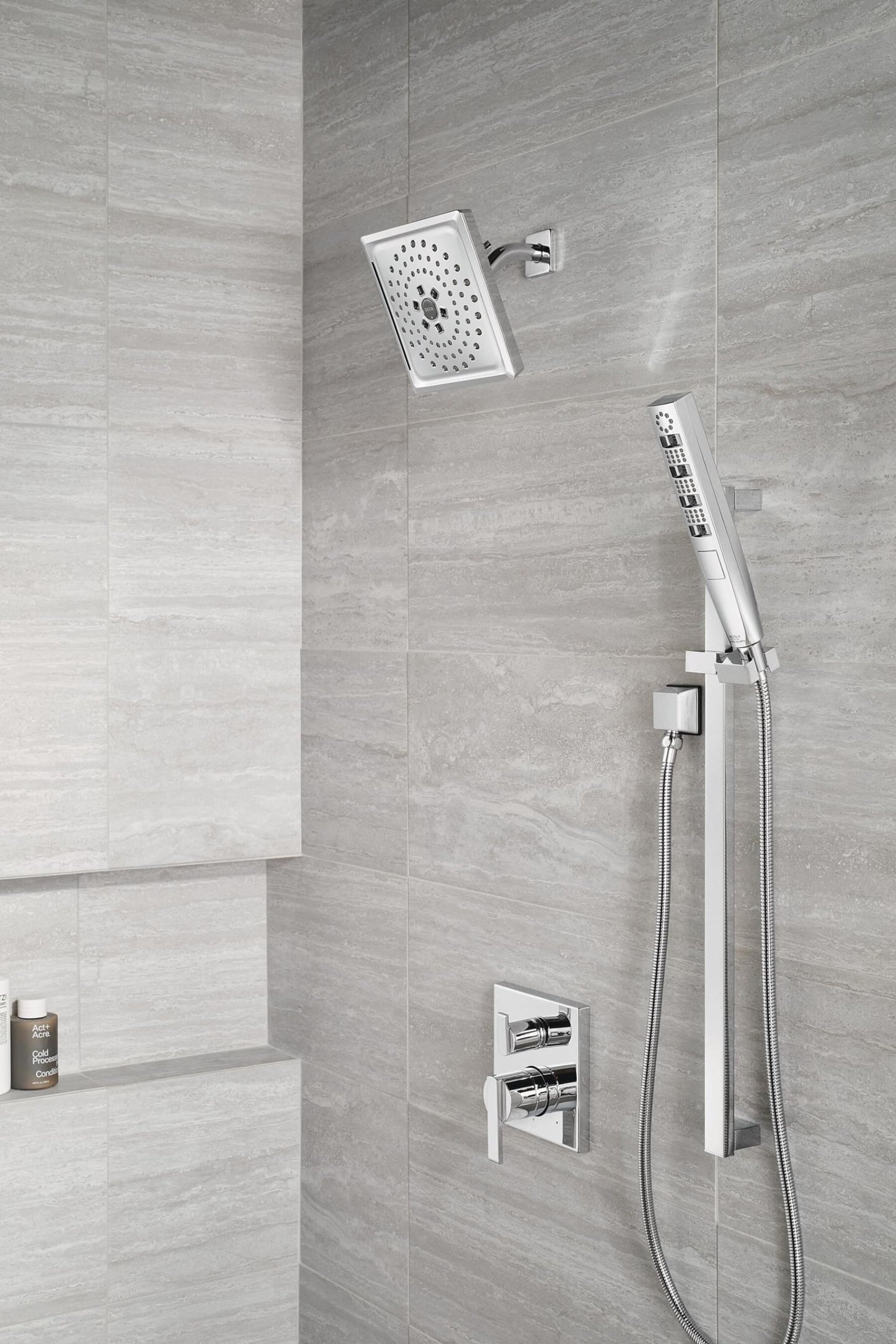 DELTA FAUCET T24867, Chrome Ara Angular Modern Monitor 14 Series Valve Trim with 3-Setting Integrated Diverter