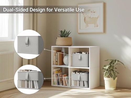 Foldable Storage Bins by [Brand Name] - Breathable Fabric Organizers with Clear Window | 3-Pack Gray, 11.5 x 8.75 x 6.5in