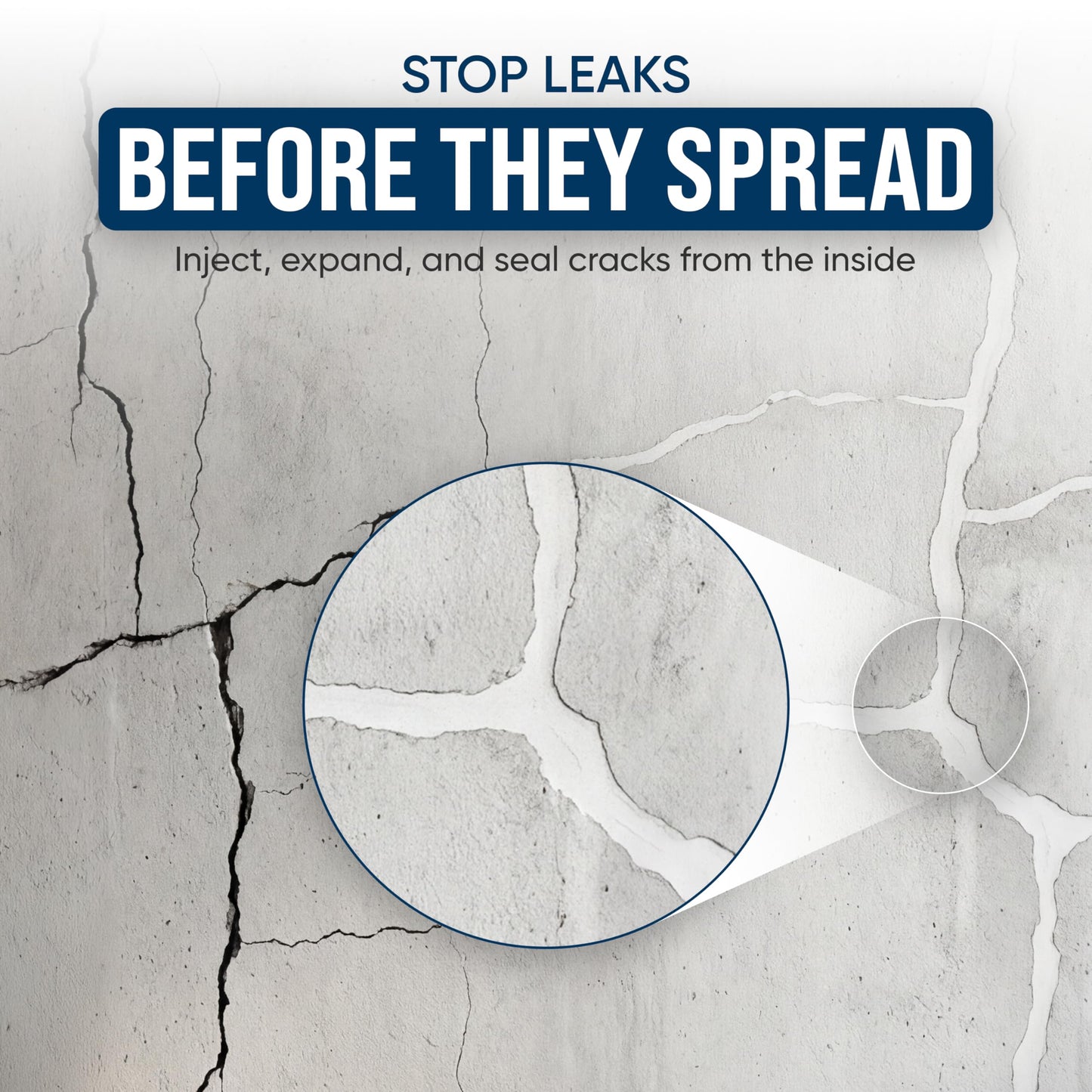 Concrete Crack Injection Kit – DIY Basement Wall Crack Repair – Polyurethane Leak Seal System – Stops Active Water Leaks in Foundation Walls – Easy No-Dig Injection Repair Kit - Ideal for DIY Projects