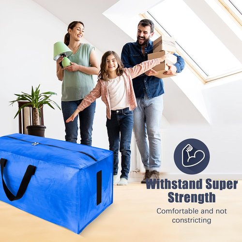 HOMESURE Large Water-Resistant Moving Bags - 8 Pack Heavy Duty Storage Totes with Zippers & Handles | Sky Blue
