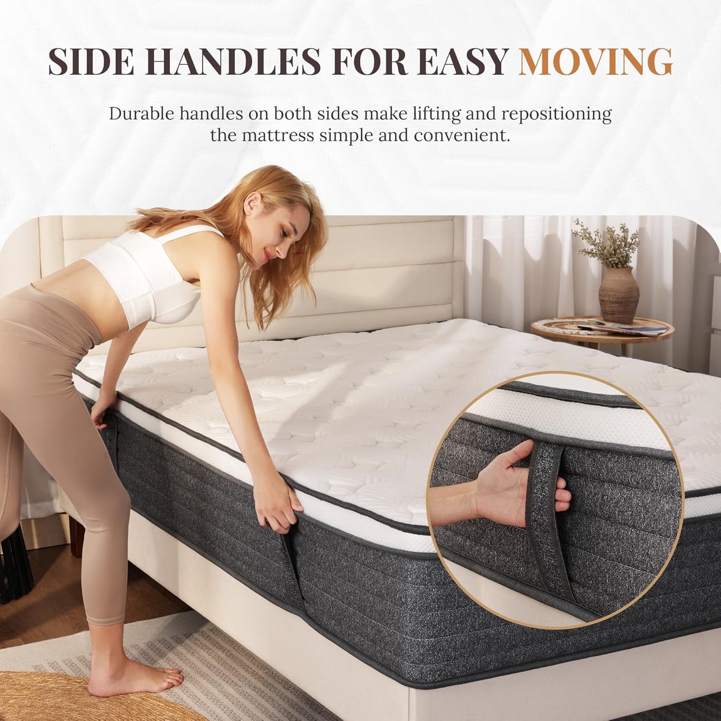 Skiennix Queen Mattress - 12 Inch Hybrid Design with Foam & Pocket Springs | Medium Feel, Pressure Relief
