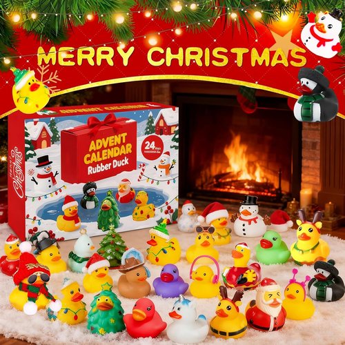 Christmas Rubber Ducks by [Brand Name] - 24 Pcs Fidget Toys for Advent Countdown | Fun Bath Gifts for Kids