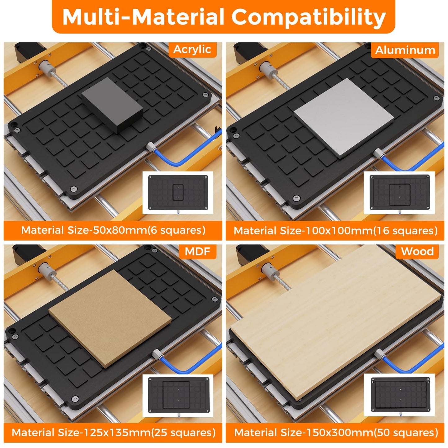 3018 Vacuum Table for CNC Series 3018 Pro Max, 3018 Pro Ultra, Workholding Suction Table Set for Engraving and Milling. Area: 300x180x15mm